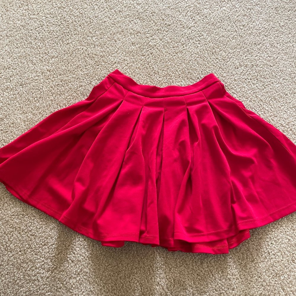High Waisted Inverted Pleat A-Line Mini Skirt